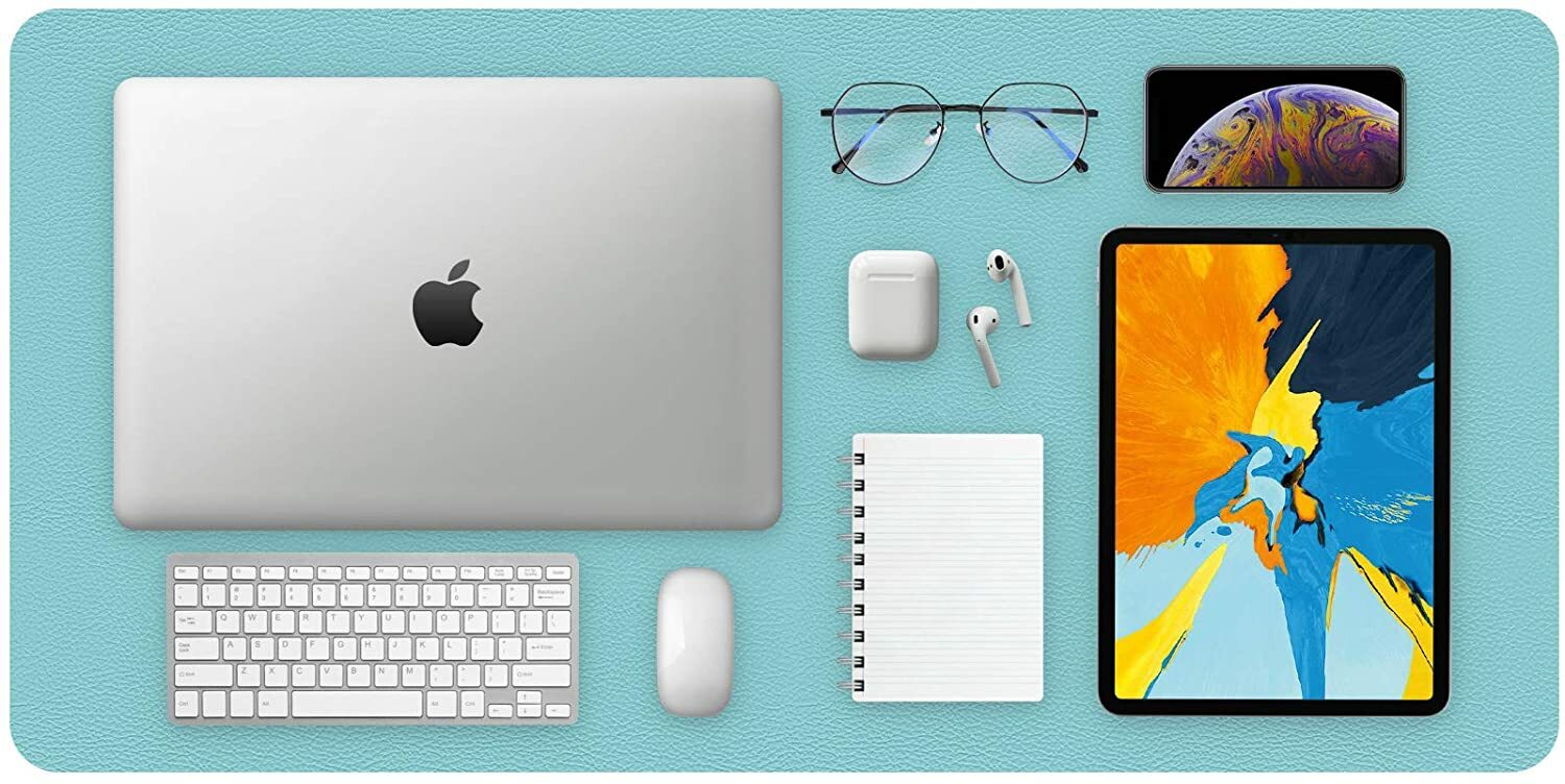 Office Desk Mat, Non-Slip Mouse Pad Waterproof Desk Pad,Green/Blue 31.5" x 15.7"