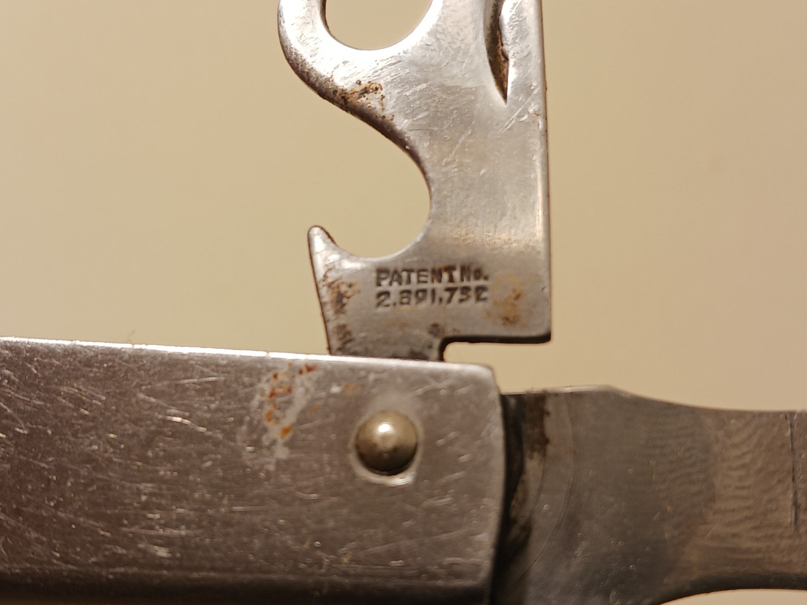 Vintage Imperial USA Folding Fork Can Opener Tool 1945 Patent 2391732 Mess Kit