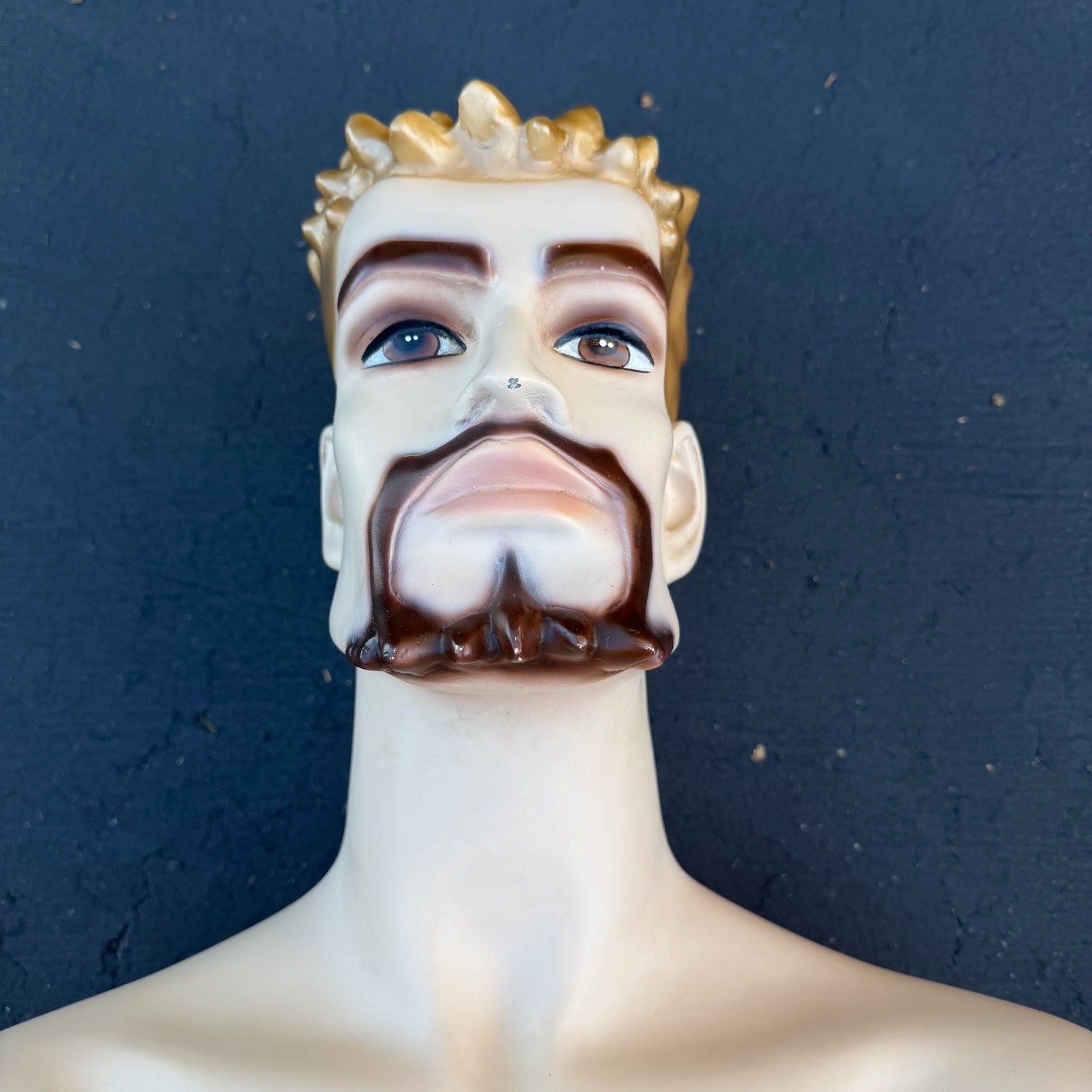 Lady Lulu Vintage Mannequin Torso Head Male Man Muscle Goatee Gold Spike Hair