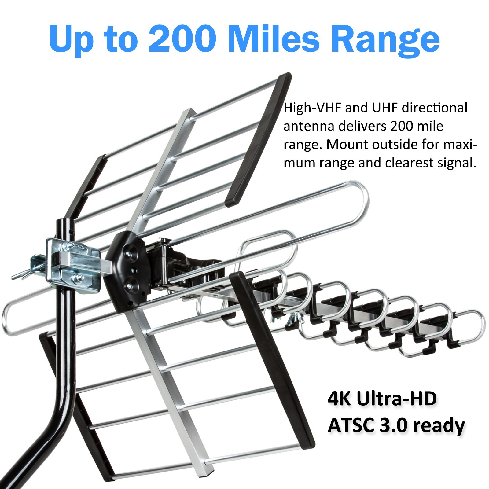 2025 HIGHQUALITY ANTENNA HDTV OUTDOOR UPDATED AMPLIFIED VHF UHF FM + KIT & POLE