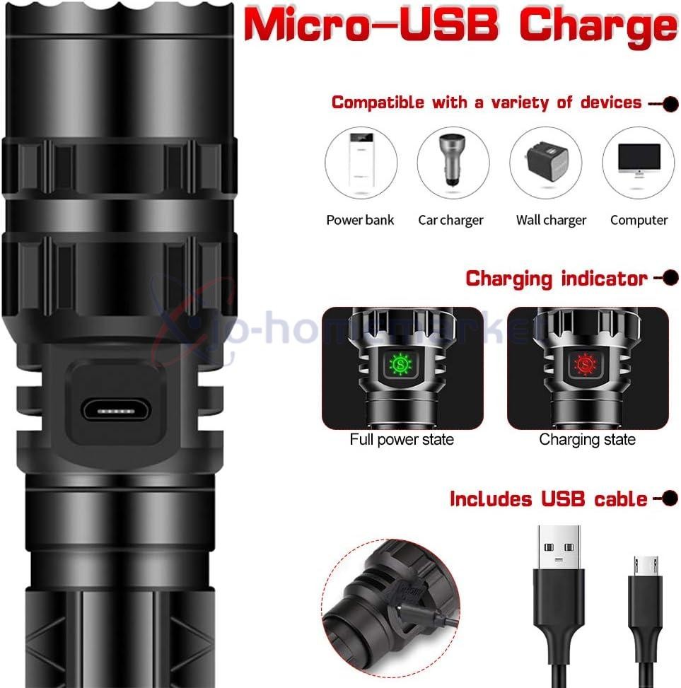 900000 Lumens Tactical Gun Flashlight Picatinny Rail Mount for Hunting Shooting