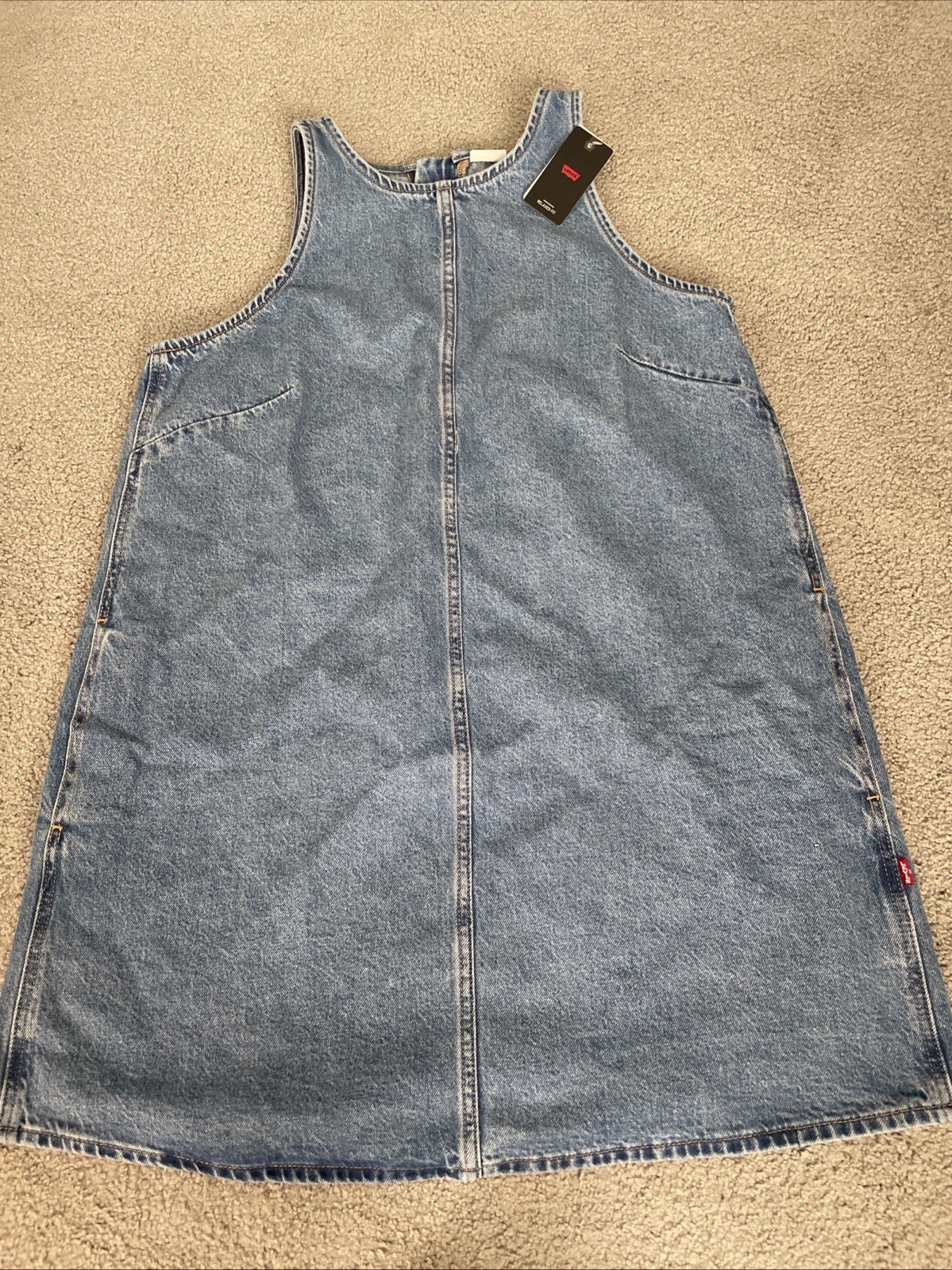 Levi's A Line Sz XL Denim Sleeveless Mini Length Shift Dress 90 Vintage Inspired