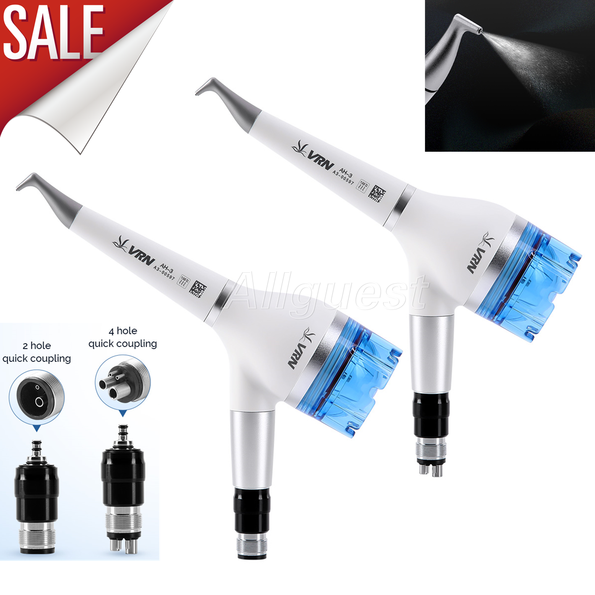 Dental Air Flow Teeth Tooth Polisher Handpiece Hygiene Prophy Jet 2/4 Hole Blue