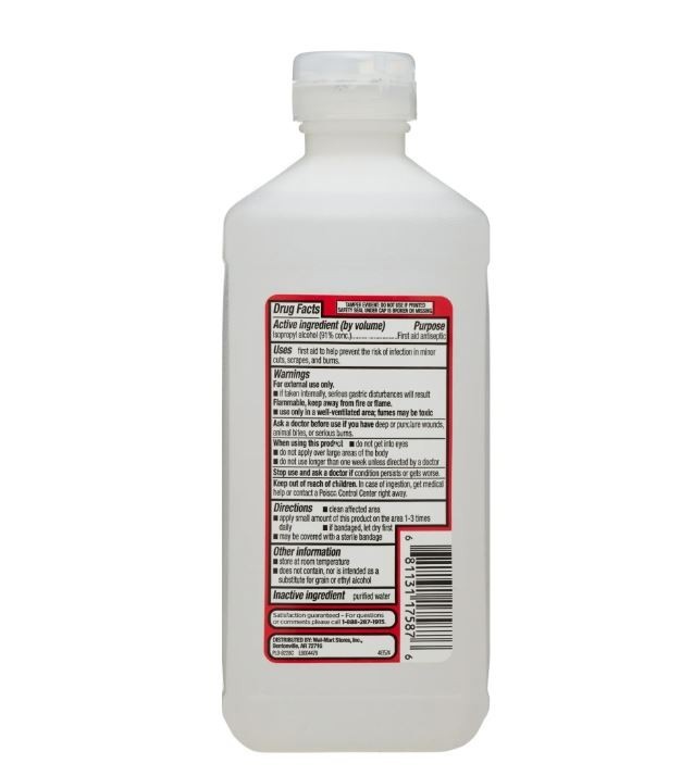 Equate 91% Isopropyl Alcohol Antiseptic Liquid, Resealable, 6 PACK, 6 x 16 fl oz