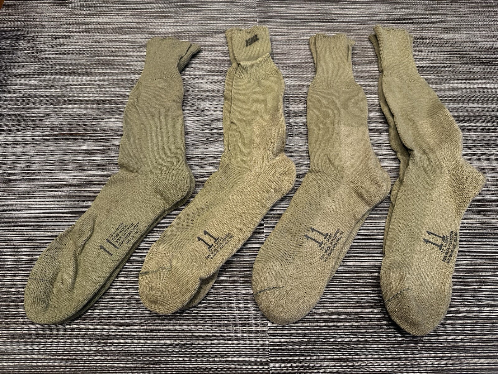4 Pairs Military Issue Army Boot Socks Korean War Era Wool Cotton Size 11