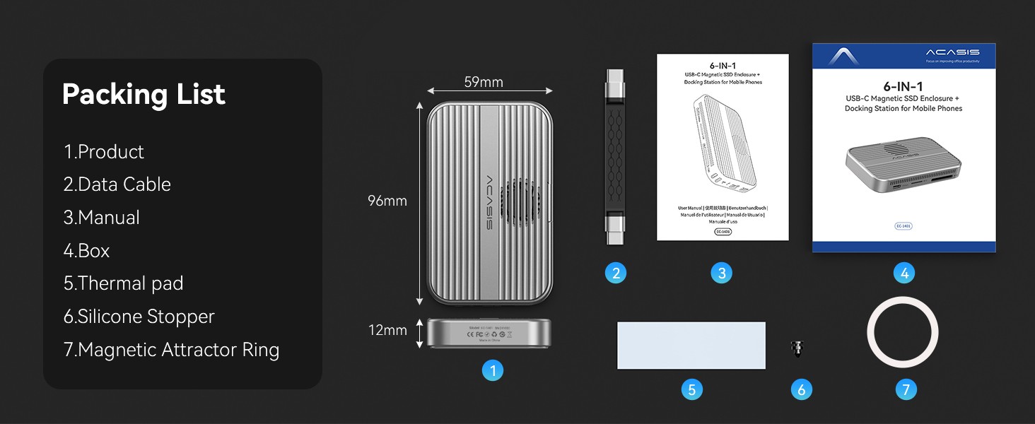 ACASIS 10Gbps Magnetic SSD Enclosure & Docking Station for iPhone 15/16/17 Serie