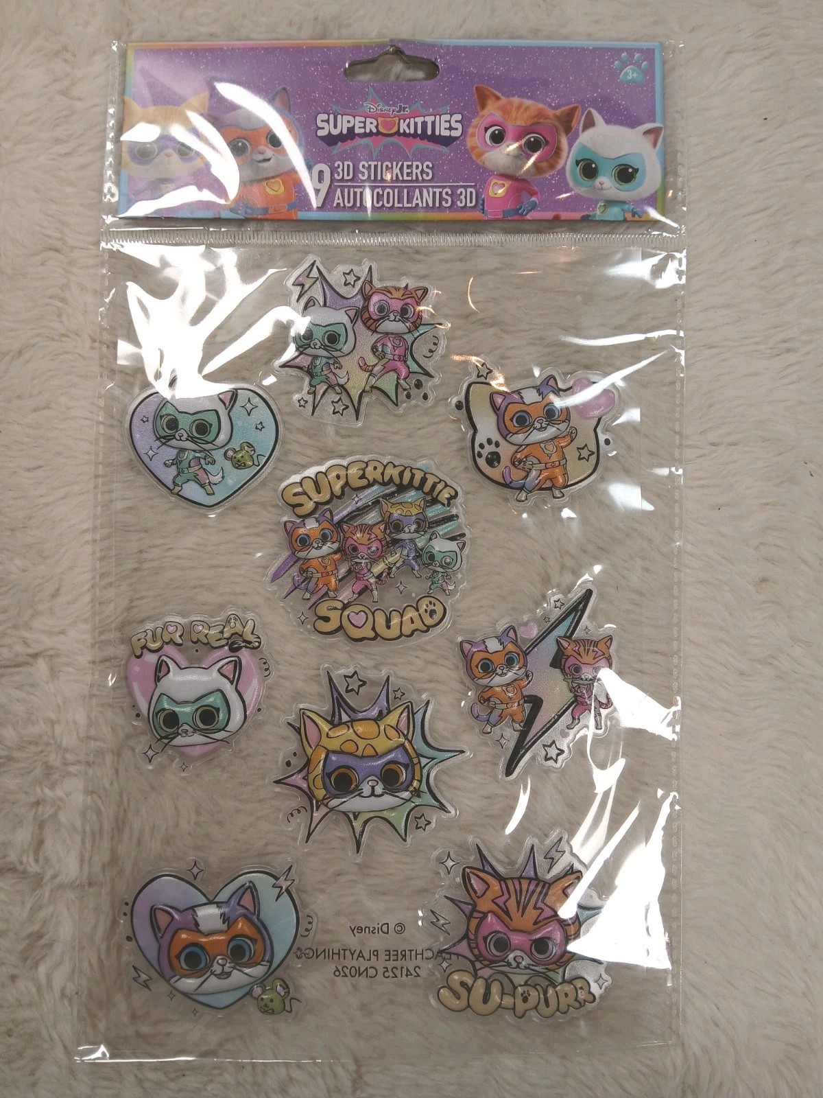 Disney Super Kitties 3D Sticker 5 Pack Multicolor Lot Rare