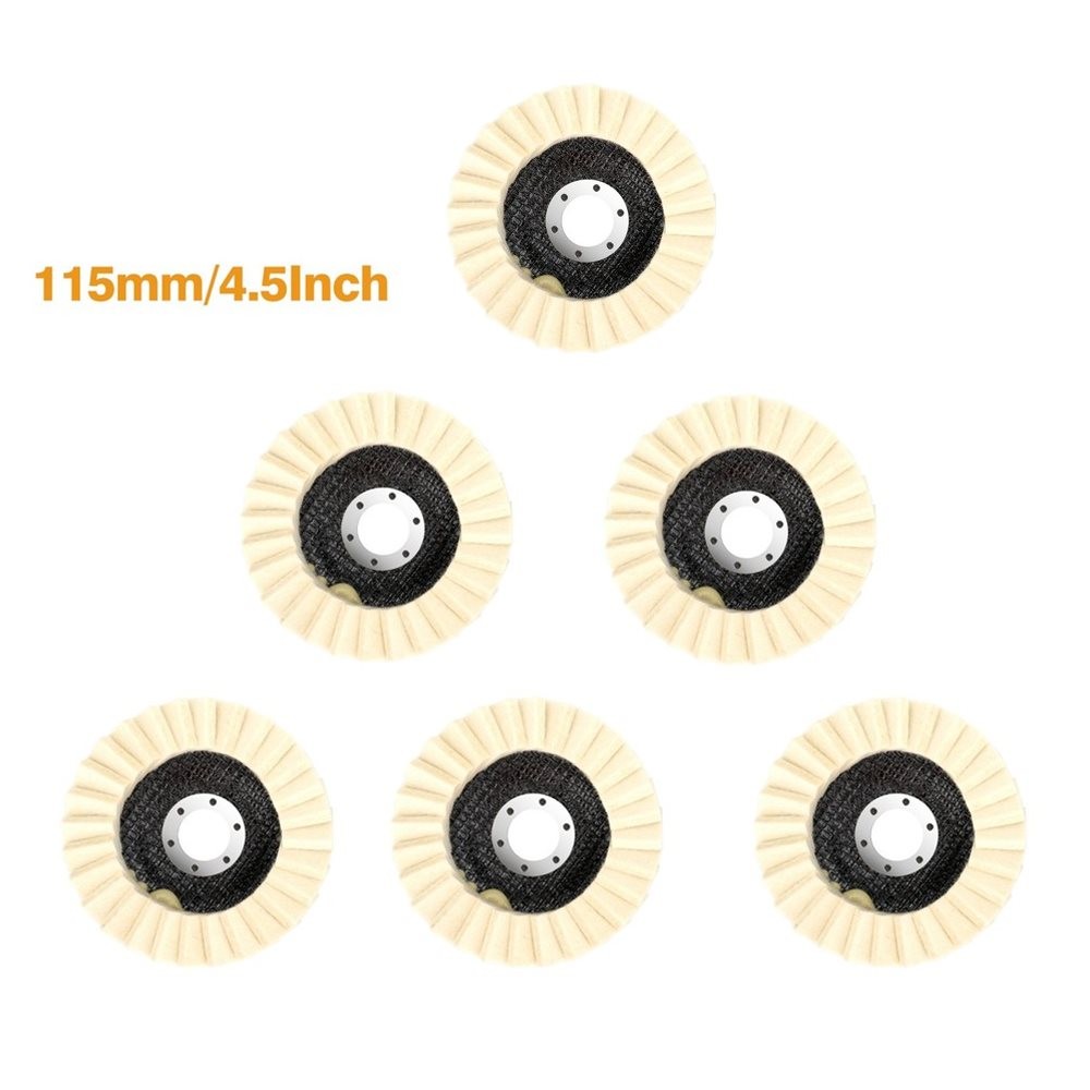 6PCS Wool Polishing Wheel Buffing Pads Flap Disc For Metal Wood Angle Grinder