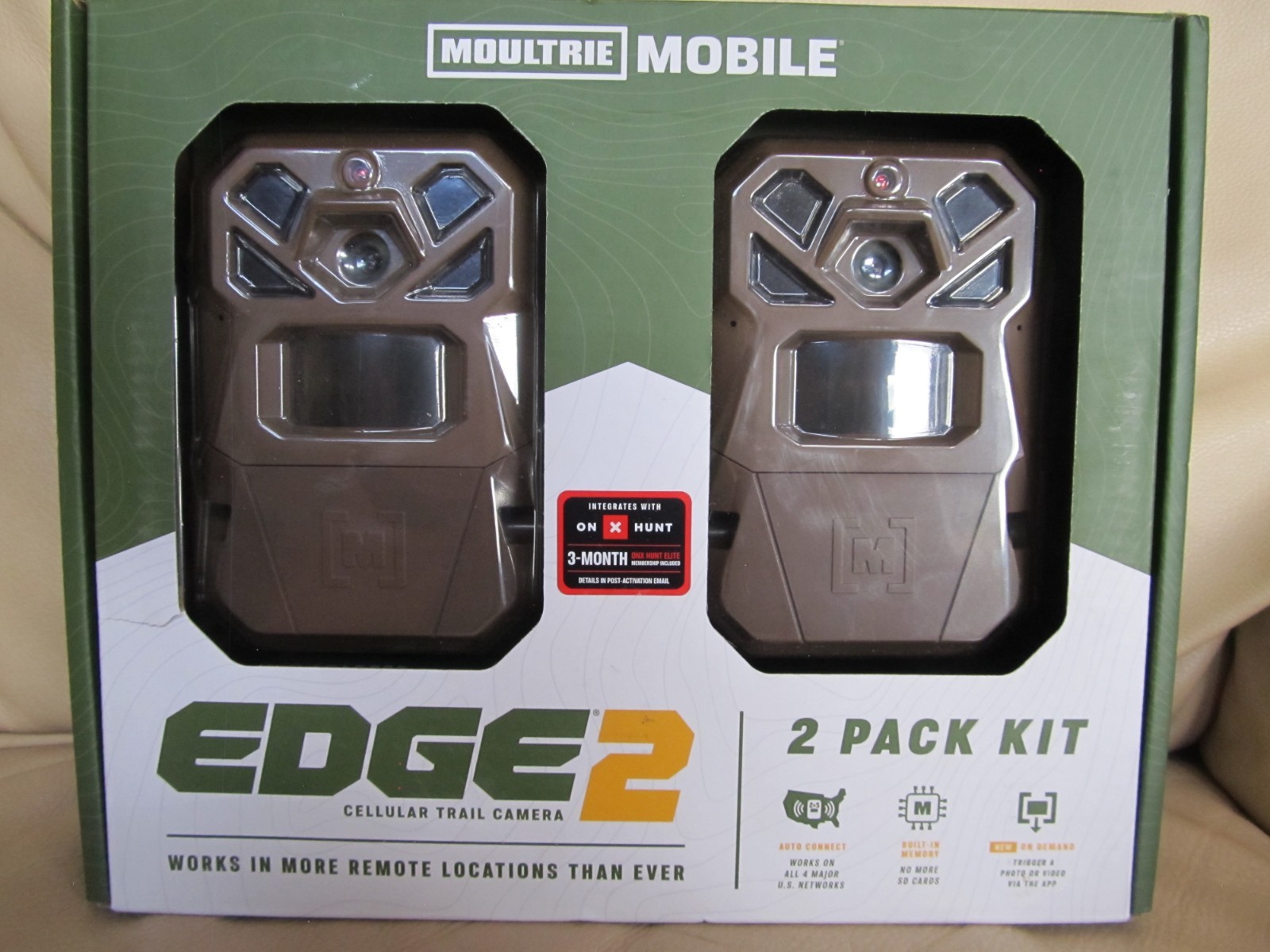 Moultrie Mobile Edge 2 Cellular Trail Camera Beige, NEW IN BOX-2 PACK KIT