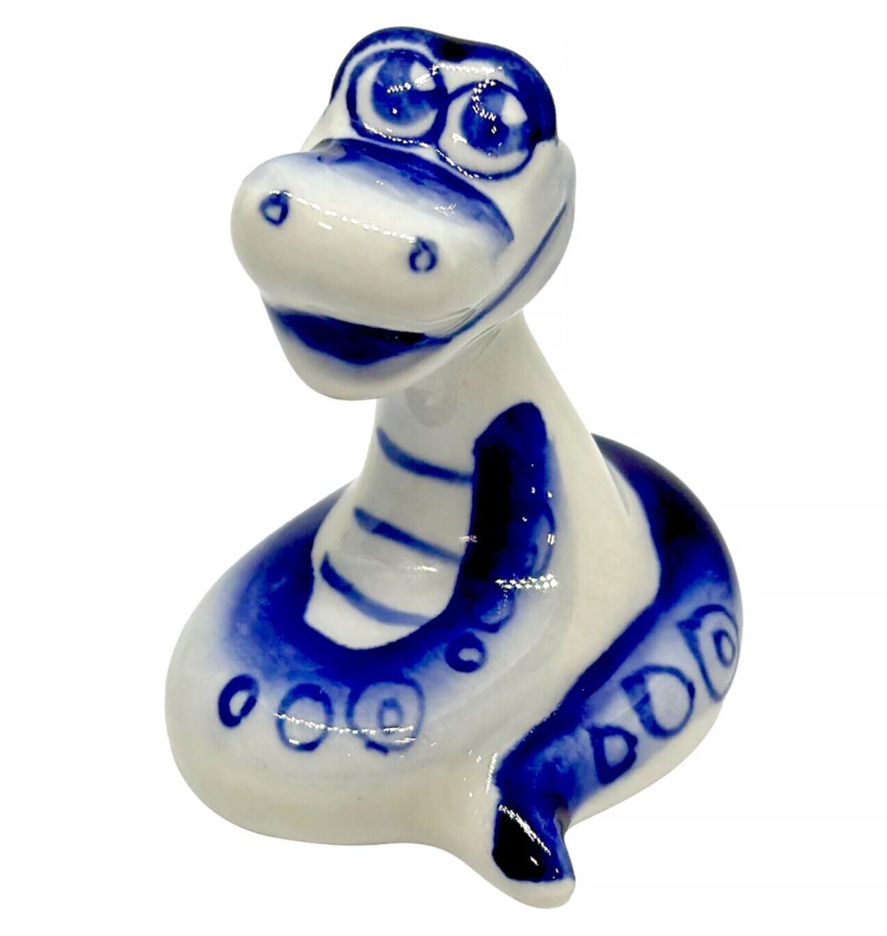 Gzhel Snake Symbol of the Year 2025 Ceramic Figurine for Good Luck Гжель Змея