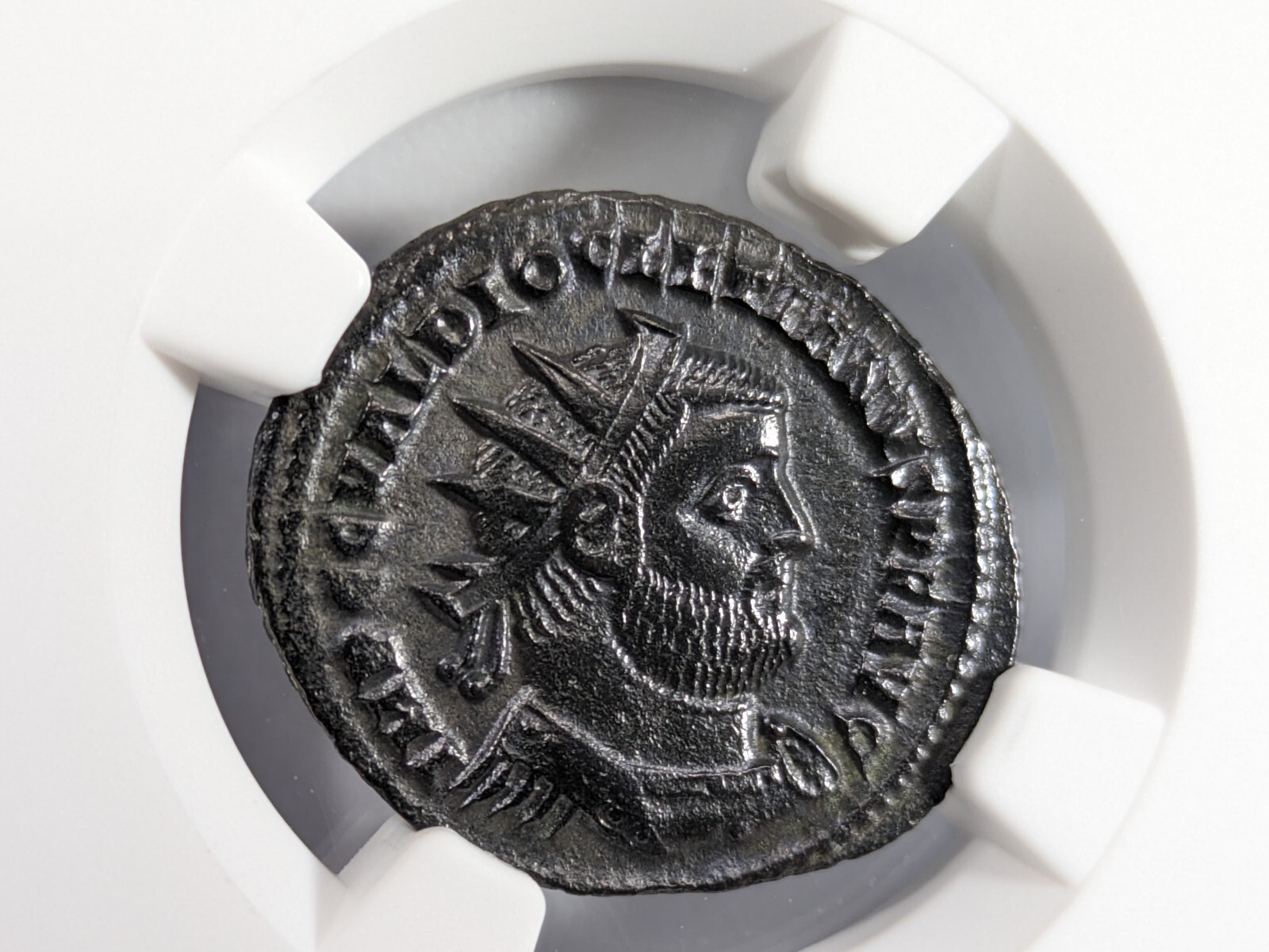 Diocletian Roman Empire AD 284-305 NGC AU Post Ref Radiate Aurelianianus Soldier