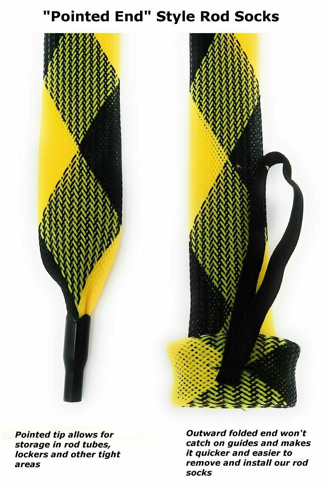 Reaction Tackle Fishing Rod Cover/ Rod Sleeve/ Rod Sock (2-Pack) Black