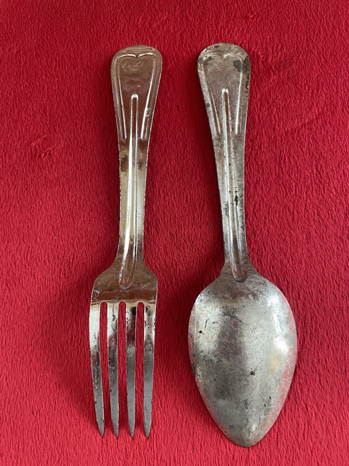 WW1 US Army Mess Kit Utensil Set Spoon Fork 1918 Pair WWI