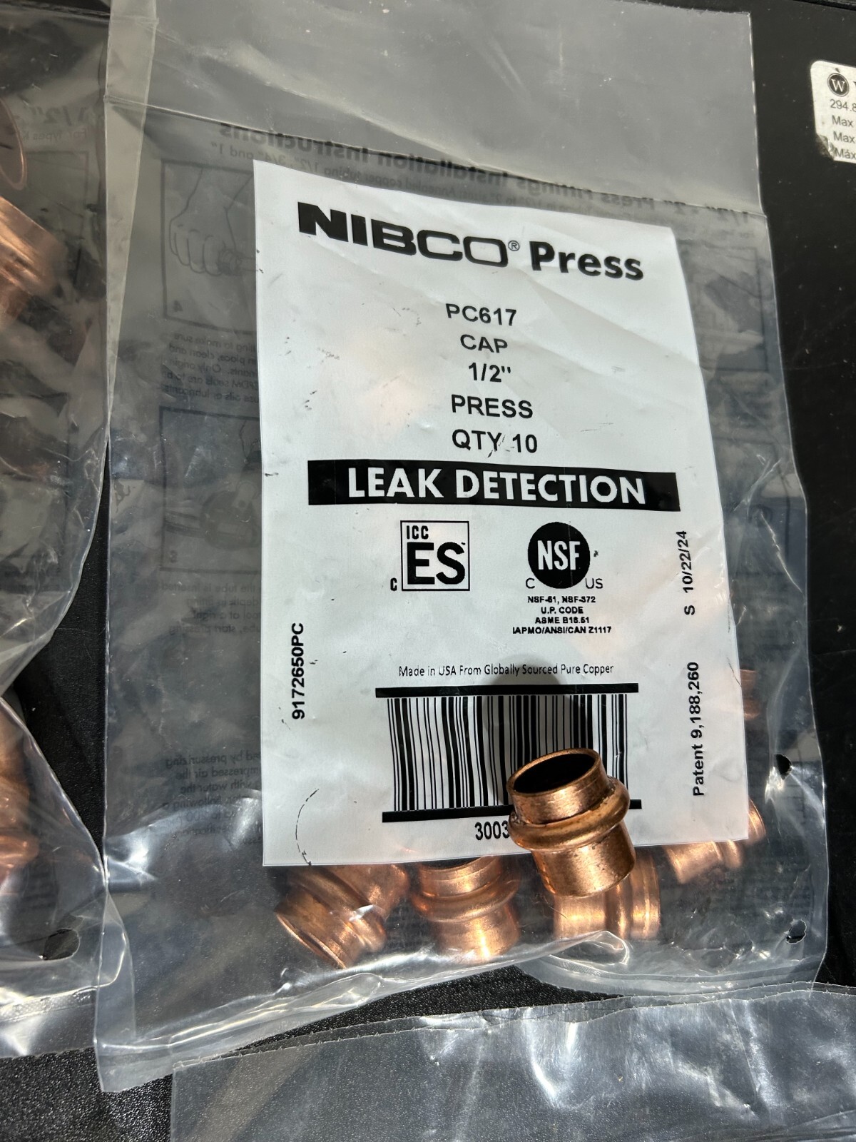 MADE IN USA 80 - NIBCO VIEGA PROPRESS COPPER FITTINGS 1/2" PRO PRESS