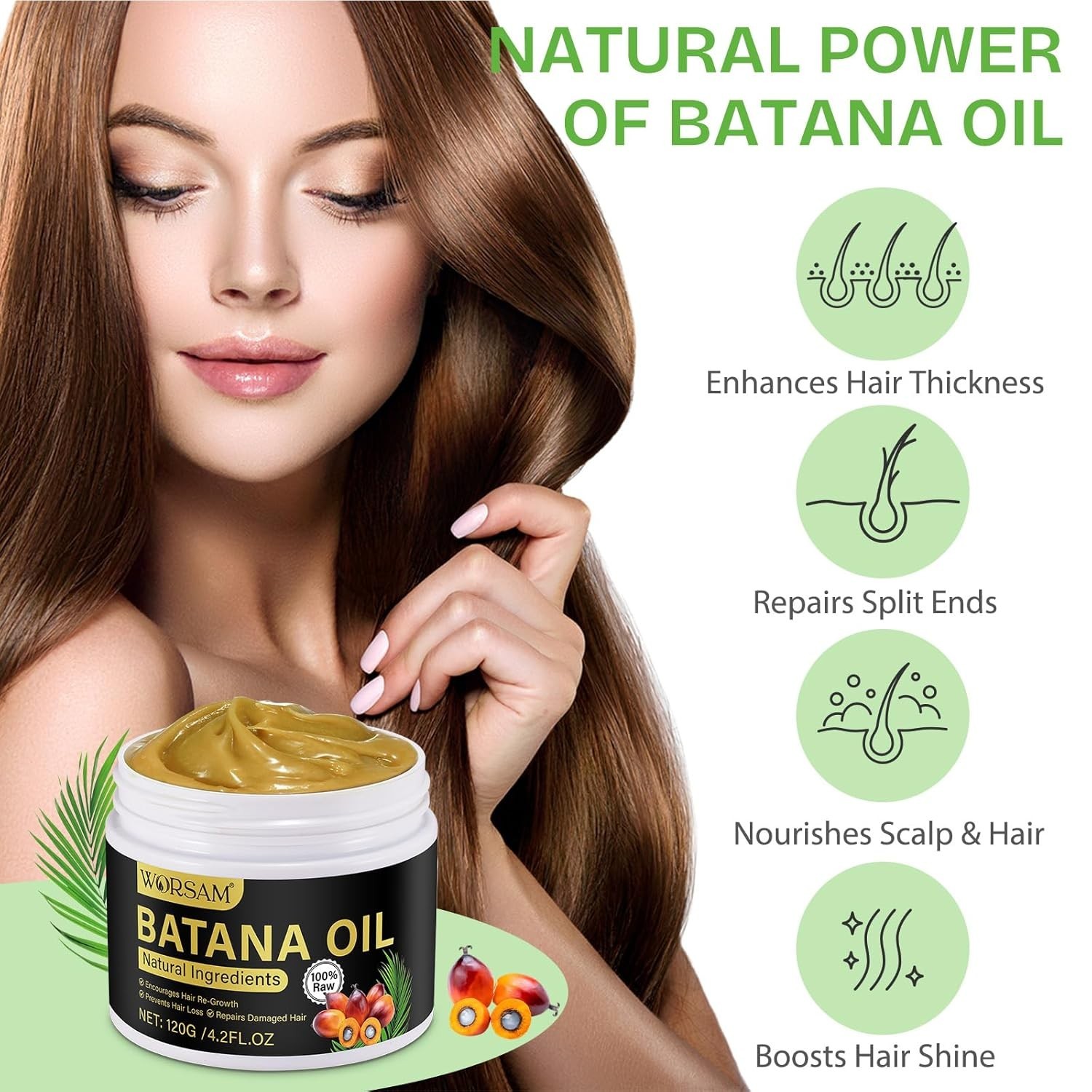 Raw Batana Oil for Hair Growth and Repair, 100% Pure Dr. Sebi Unrefined Batana O