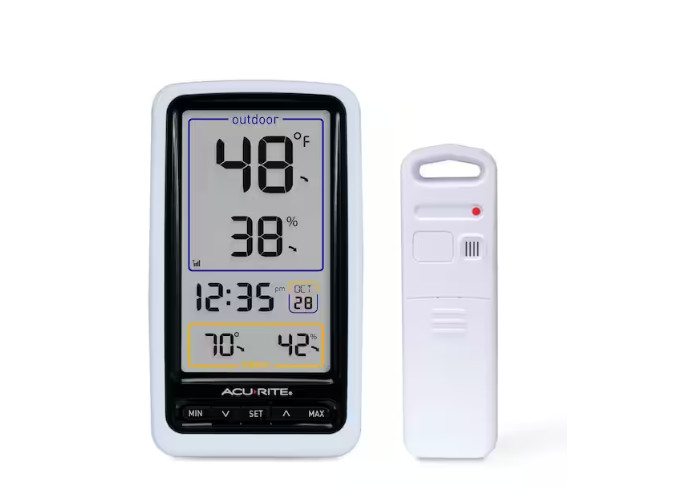 AcuRite Indoor/Outdoor Wireless Thermometer with Humidity and Clock 01128HD