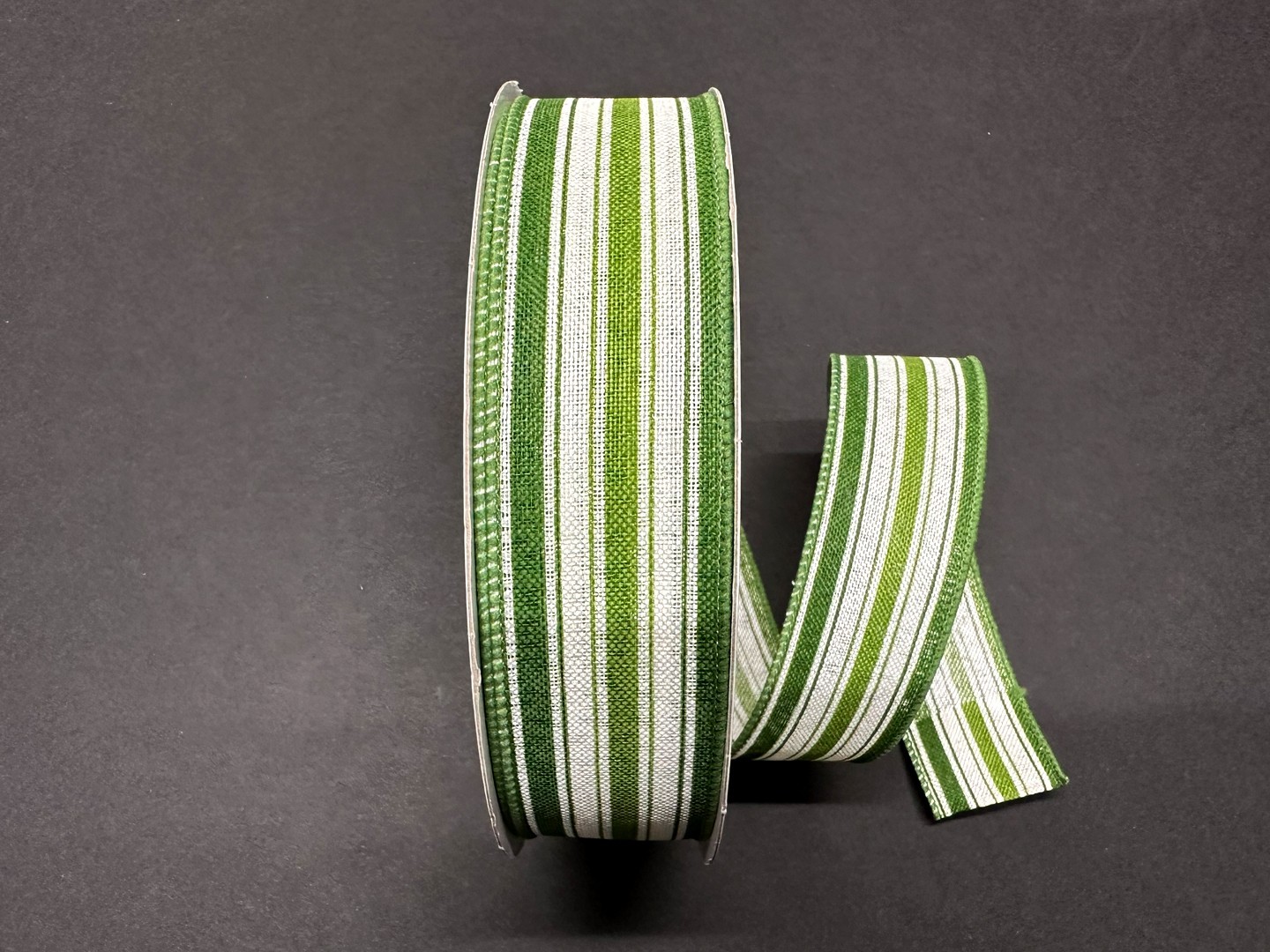 1.5" Natural Sage Fern Wired Ribbon 10 Yds - Stripes, Dots or Vines Style