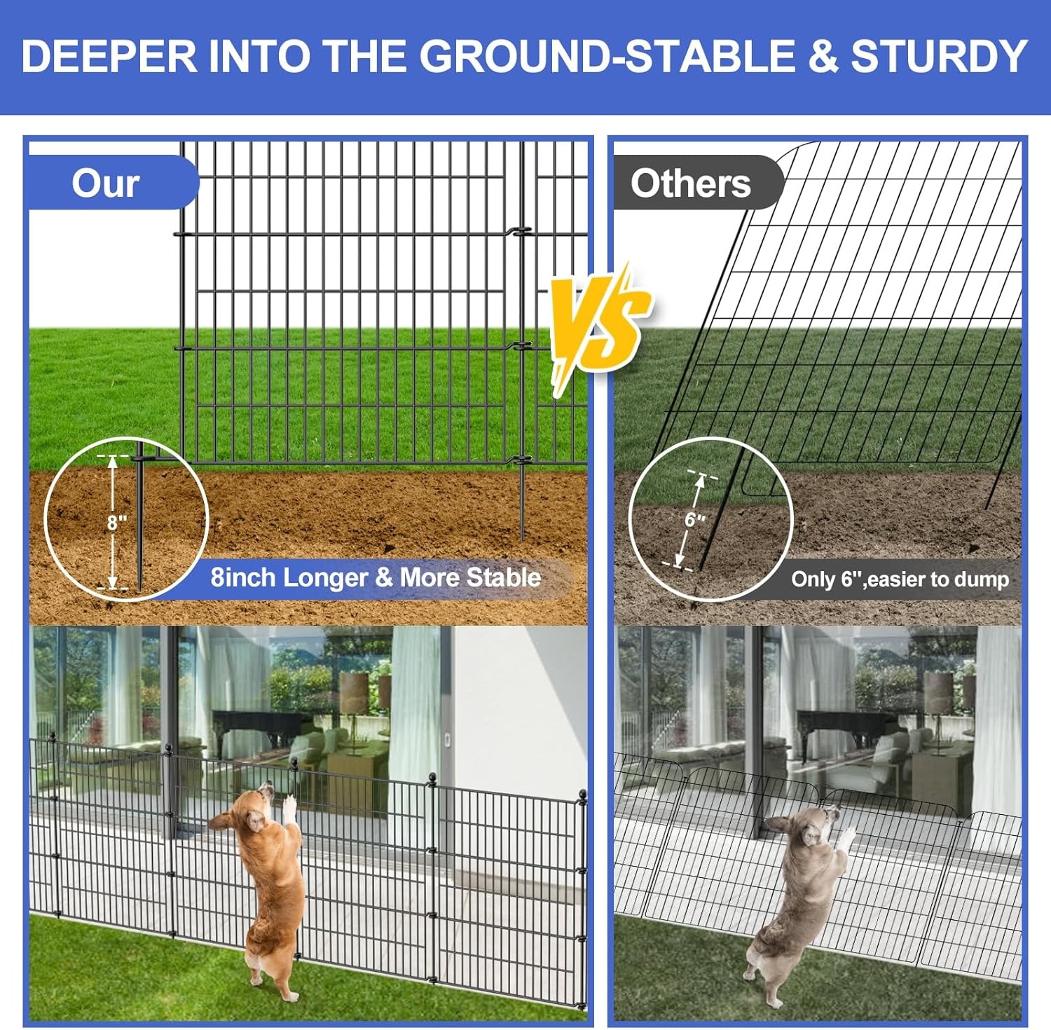 10 Panels 23.6 ft Garden Fence for Yard Patio Metal Wire Panel Border for Dog