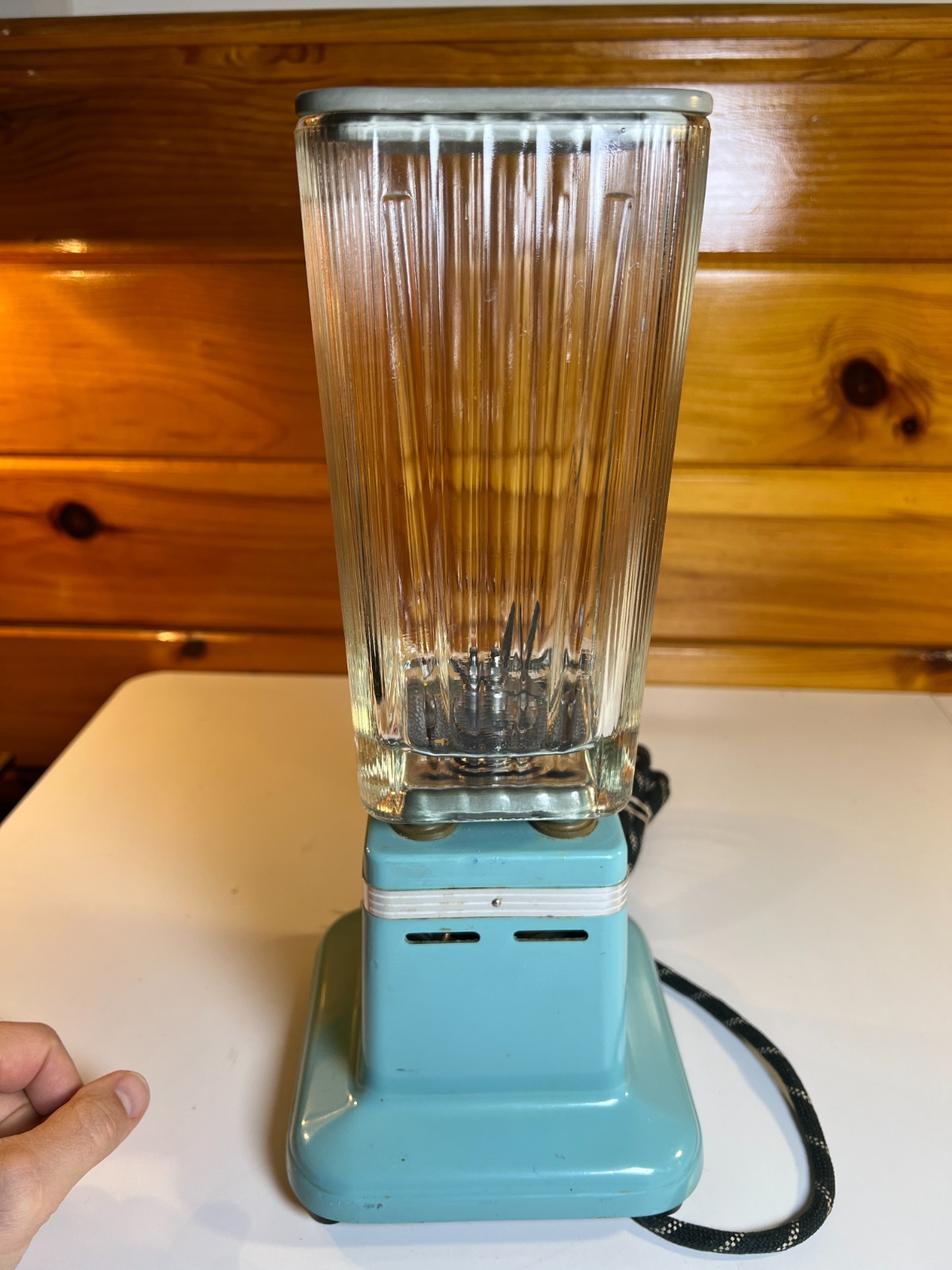 Vintage 1950s Dormeyer Model 5906 Turquoise Teal Blender Glass Chef Logo CHICAGO