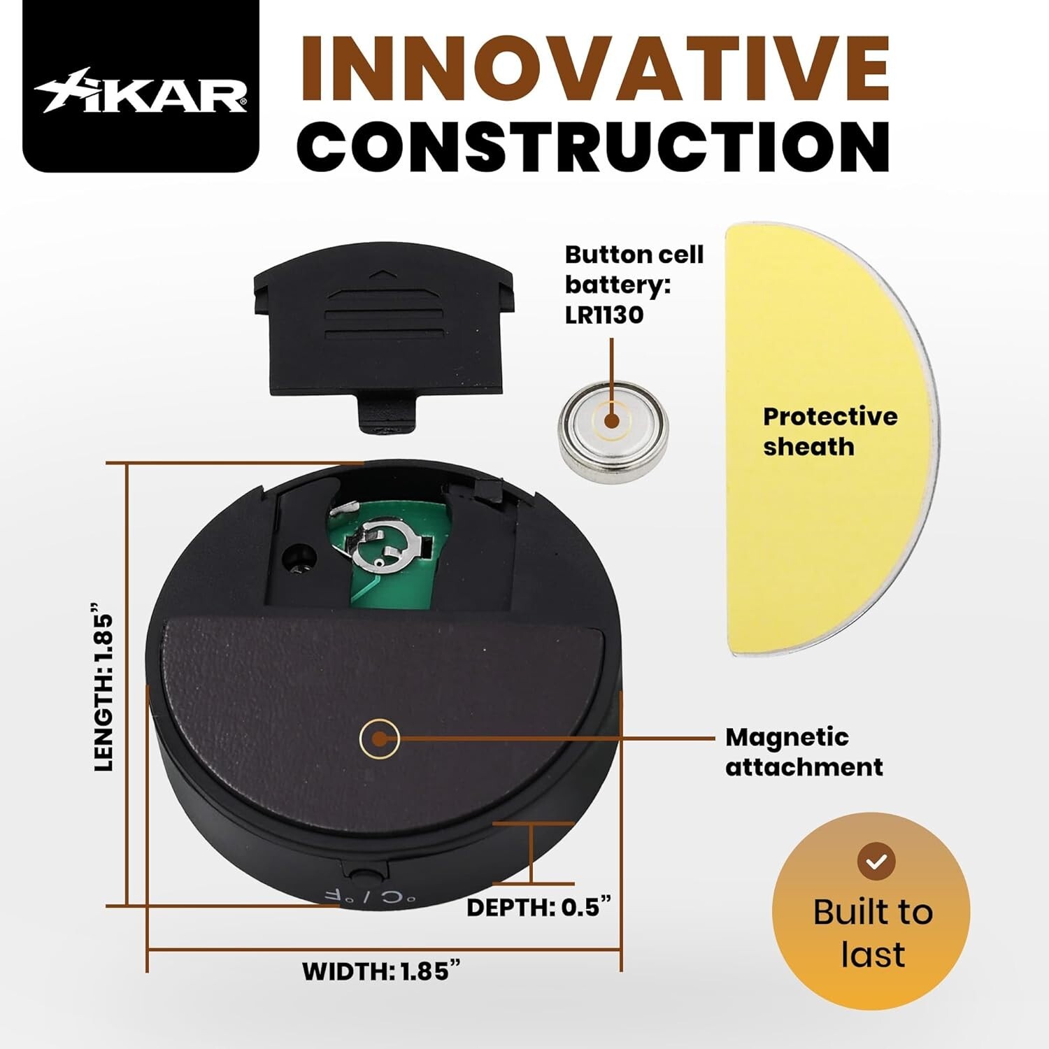 Xikar PuroTemp Round Digital Hygrometer, Accurate, 10-Second Refresh Rate