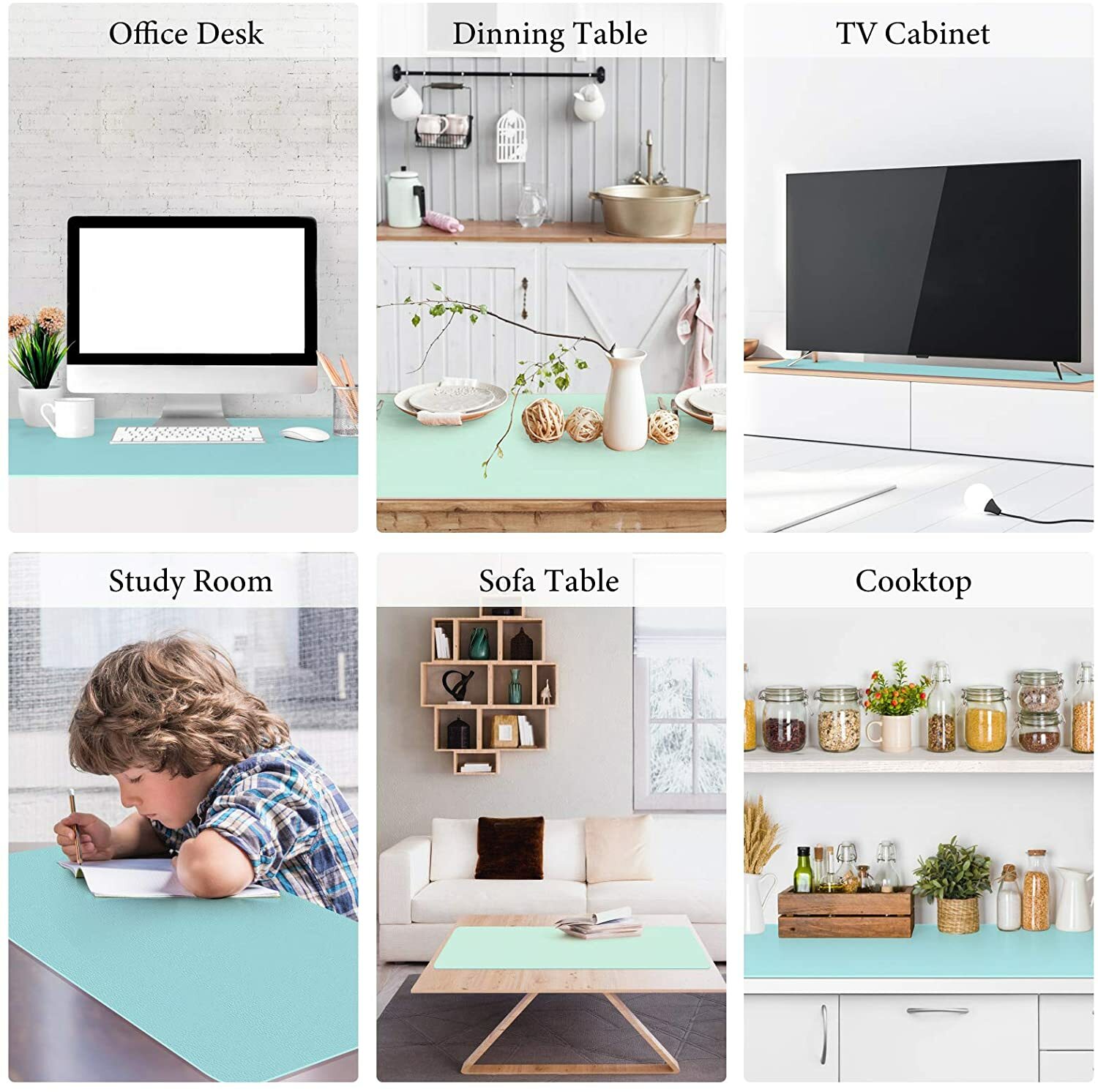 Office Desk Mat, Non-Slip Mouse Pad Waterproof Desk Pad,Green/Blue 31.5" x 15.7"