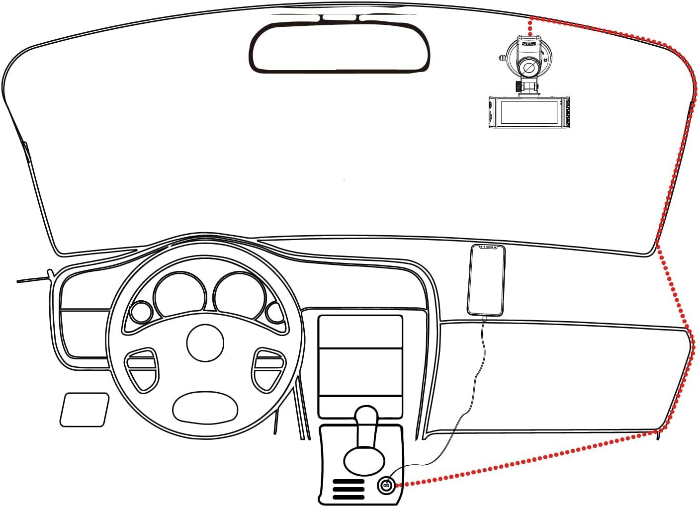 Car Charger Type-C Adapter for Dash cam, Replacement Vehicle Power Cable Cord