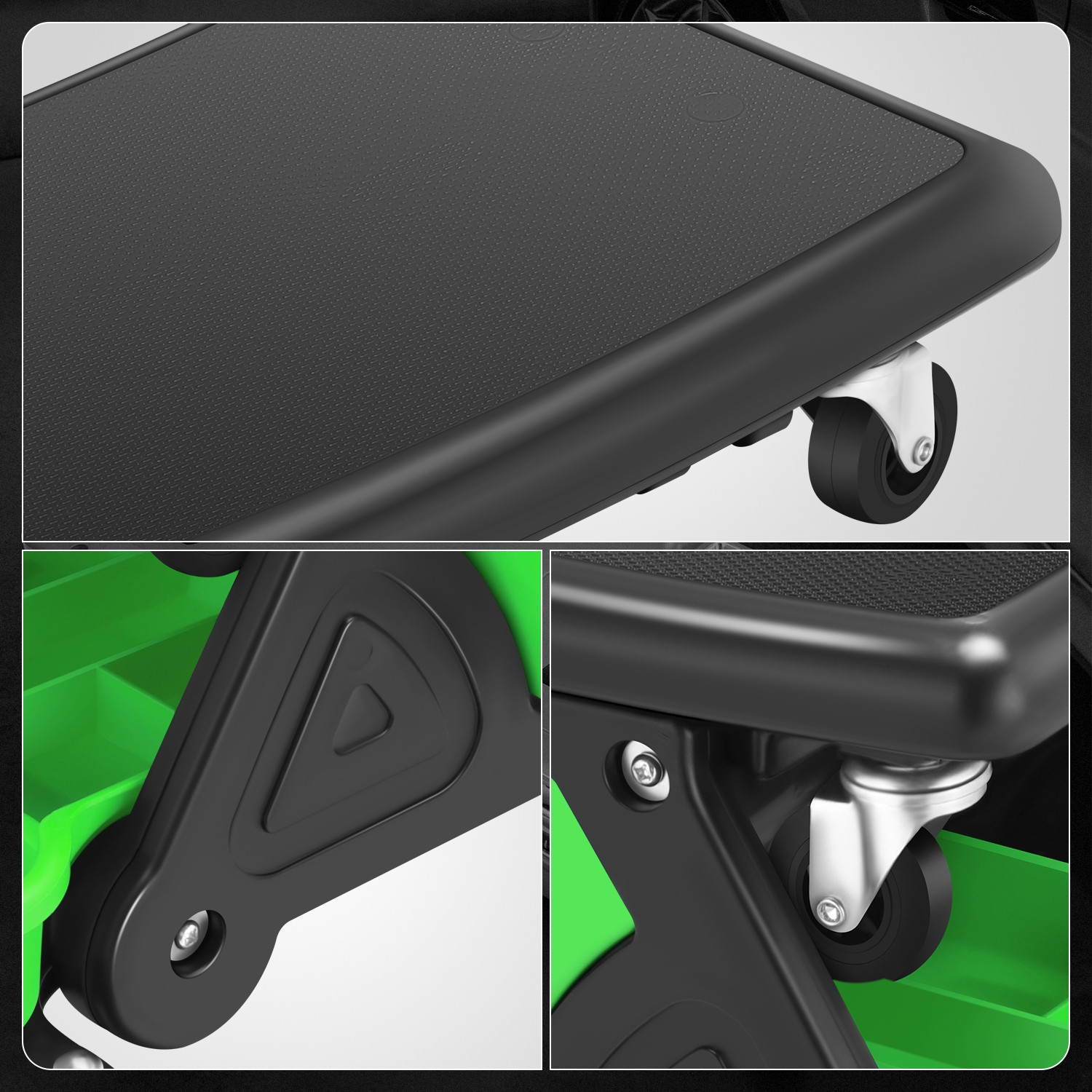 Detachable Stool Heavy Duty Mechanic Rolling Work Shop Seat w/ Tool Tray Green