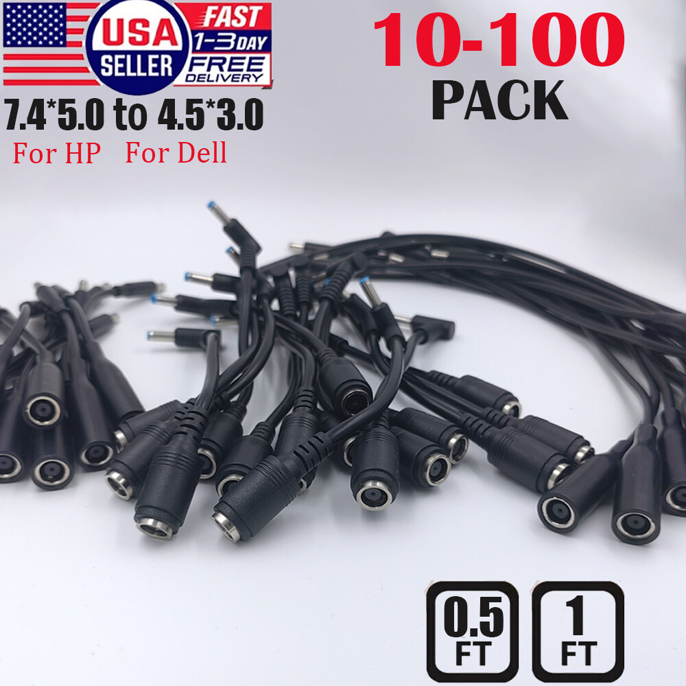 LOT DC/AC Power Charger Converter Adapter Cable 7.4mm To 4.5mm For HP/Dell