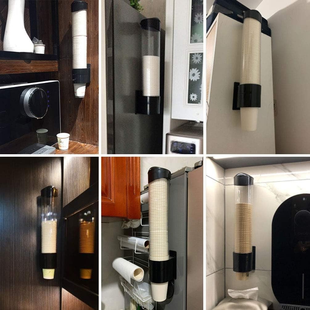 Pull Type Wall Mount Cup Dispenser Fits 7–12oz Cups Black Large