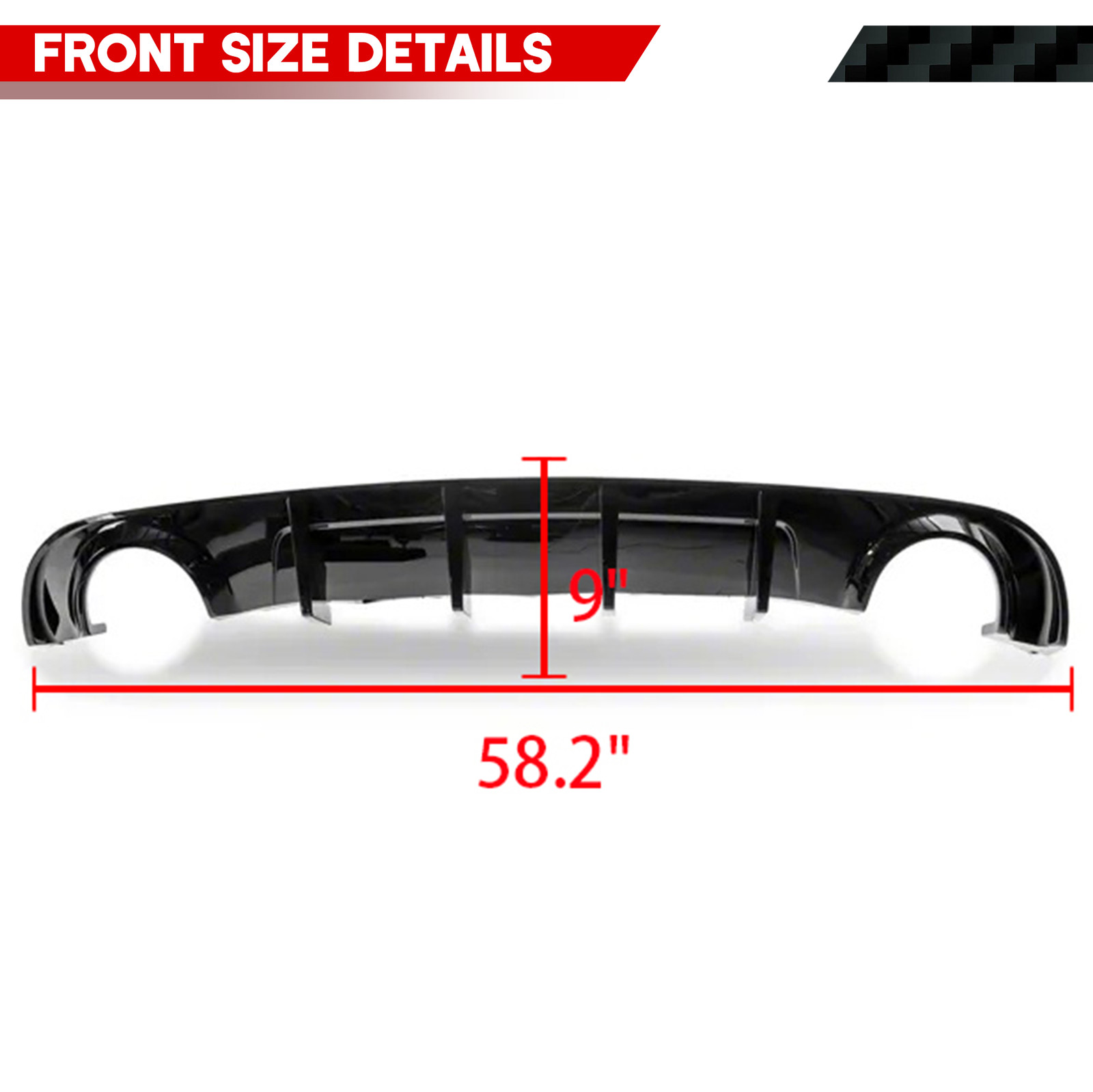 Rear Bumper Diffuser Lip Gloss Black For 2015-2023 Dodge Charger R/T SE SXT