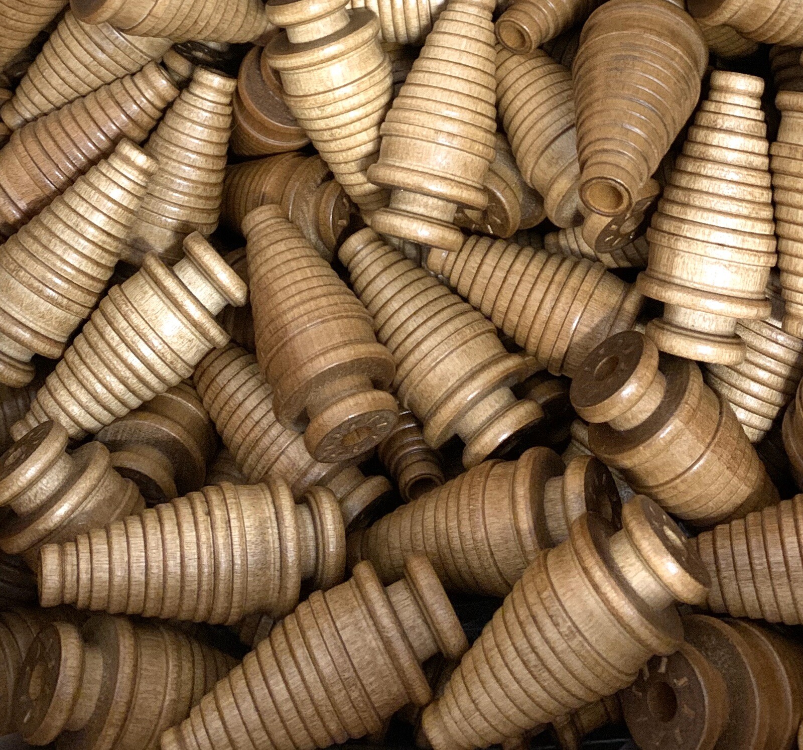 Spools Small Industrial Quills Textile Bobbin Vintage Wood NOS lot-24: