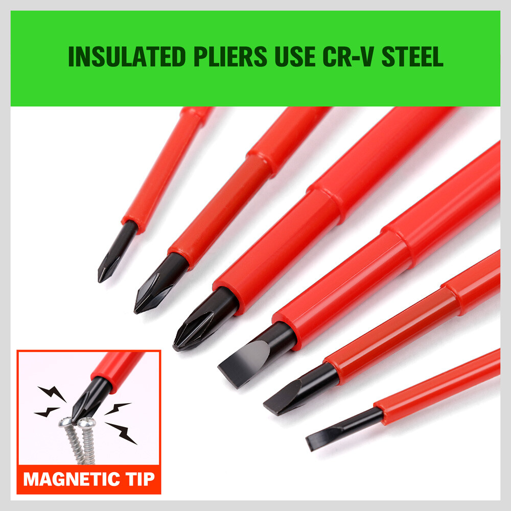 6pc Electrician's Insulated Magnetic Electrical Hand Screwdriver Tool Set New