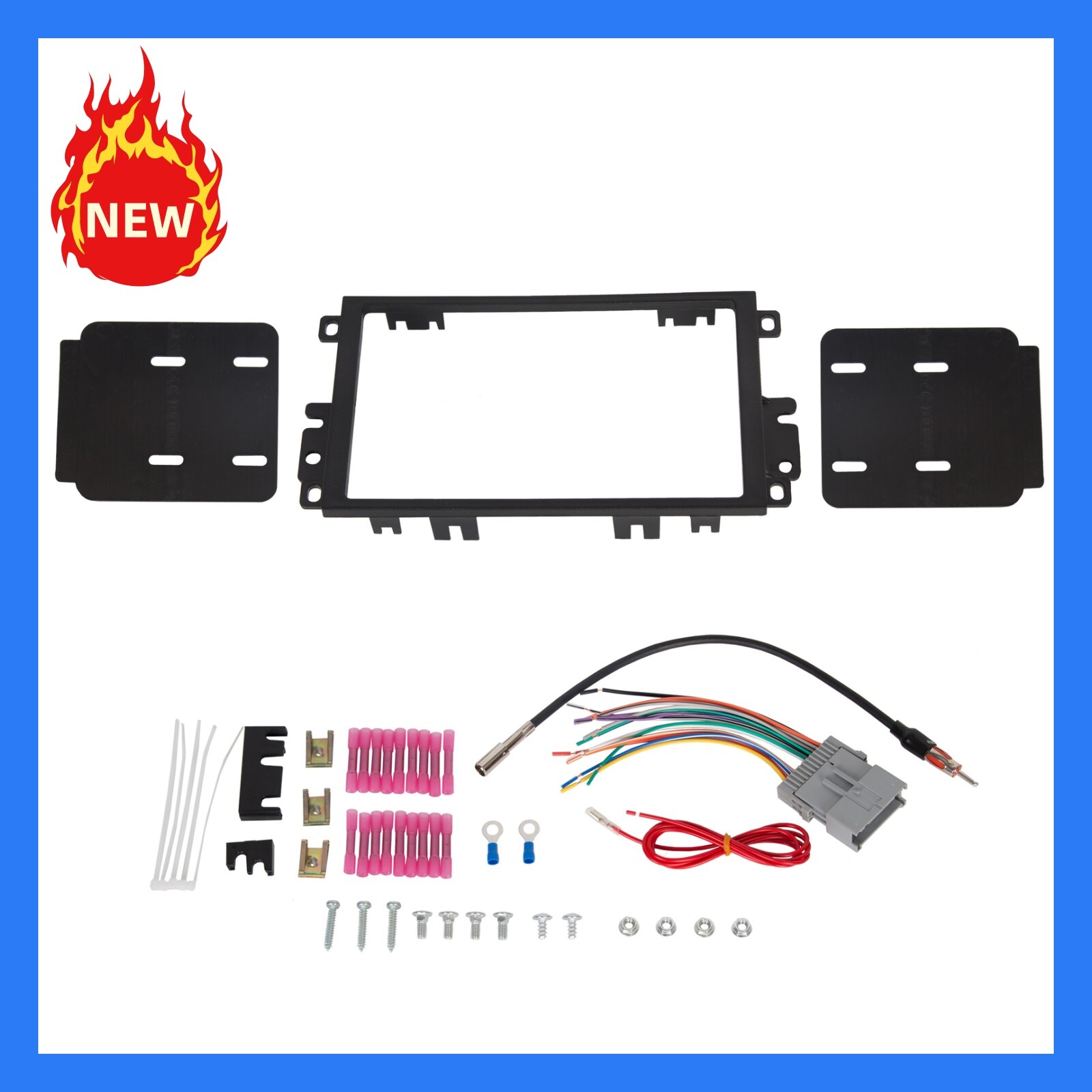 Double Din Stereo Radio Install Dash Kit w Antenna Adapter Wire Harness For GMC