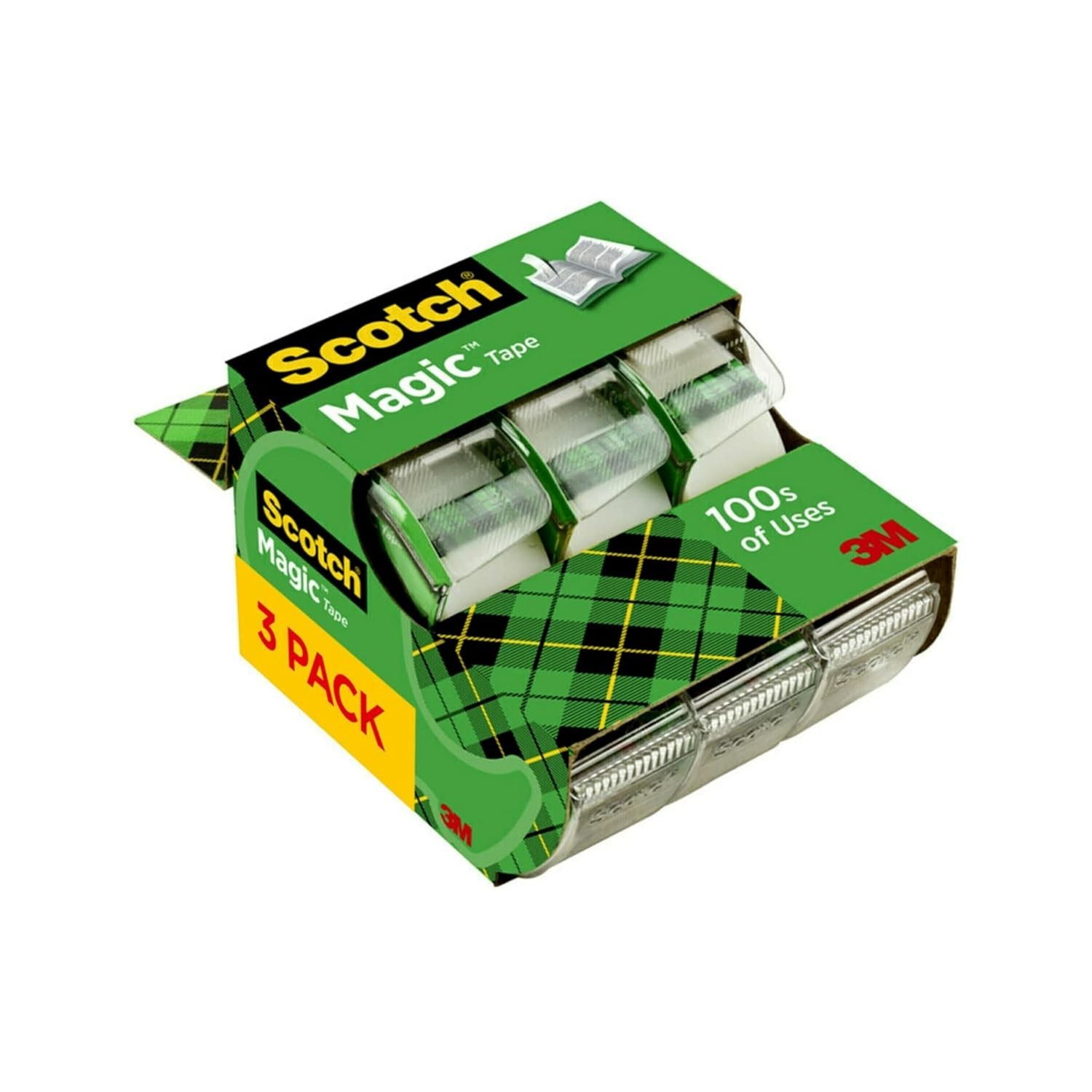 Scotch Magic Tape, 3 Dispensered Rolls, Numerous Applications 3/4 x 300 Inches