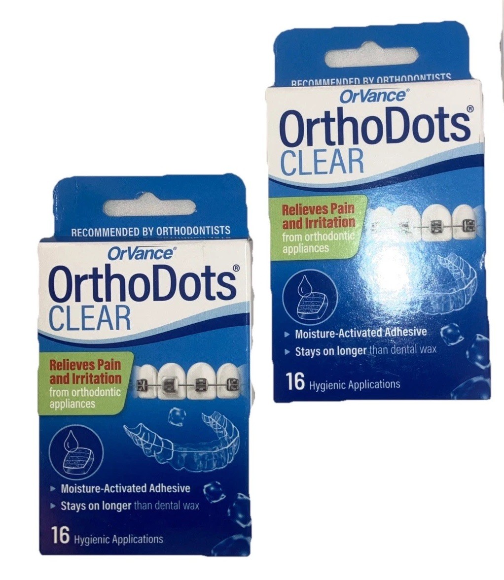 2 Pk OrVance OrthoDots CLEAR Adhesive Covers For Braces Relief Orthodontic Pain