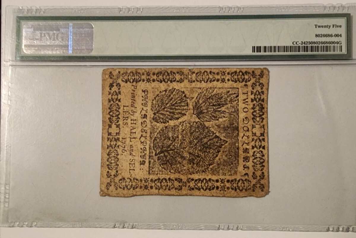 February 17, 1776 continental currency $2 PMG VF25 Fr#CC-24 Philadelphia