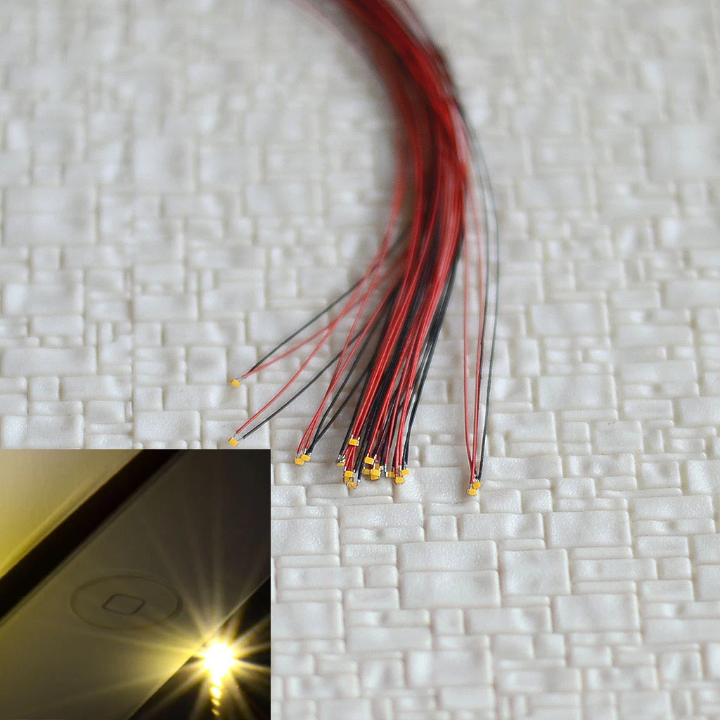 50X Wired Micro LED Pre-Soldered 0402,0603, 0805,1206 Copper Wire Lights SMD US