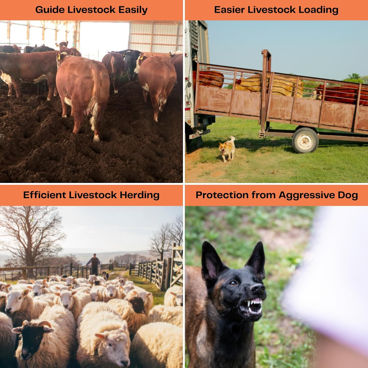 Cattle Prod, Rechargeable Electric Livestock Prod with 2 LED Lights, Waterproof