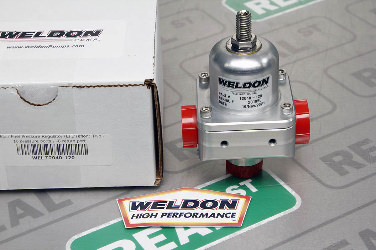 Weldon Teflon Diaphragm Bypass Fuel Regulator 120psi 30-110psi 10AN In 8AN Out