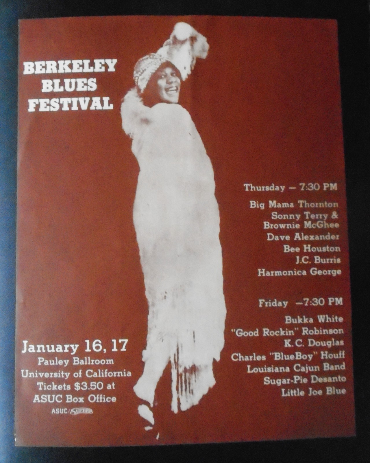 ORIGINAL CONCERT HANDBILL-BERKELEY BLUES FESTIVAL_JAN. 16/17 1970-MAMA THORTION-