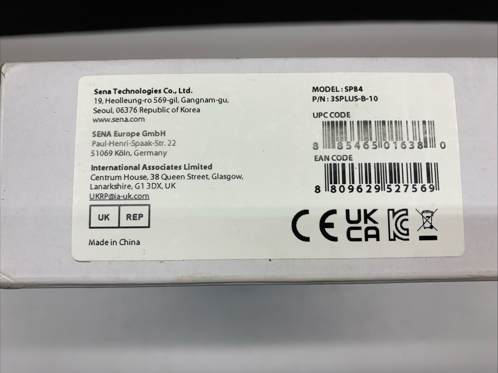 New SENA 3S Plus Boom Bluetooth Communication System Headset (3SPLUS-B-10)