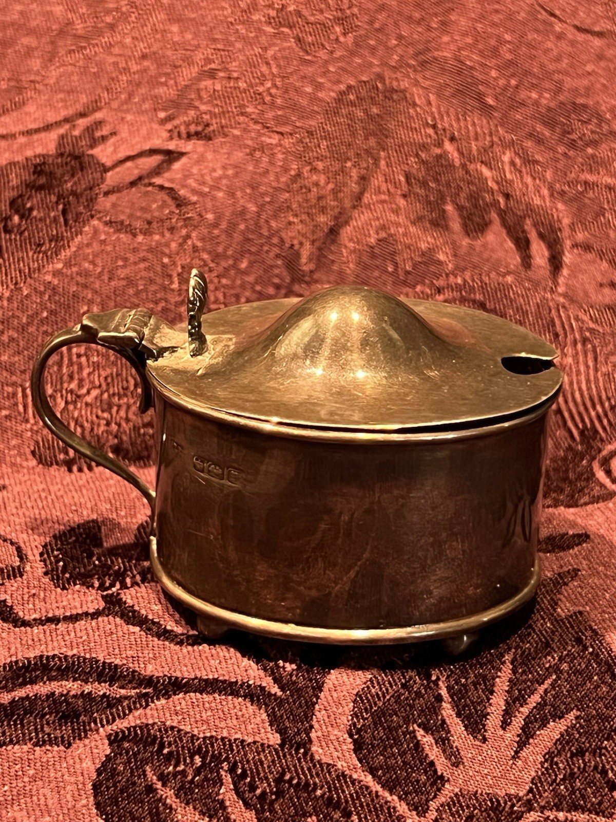 Antique Sheffield England Sterling Silver Mustard Pot With Glass Liner