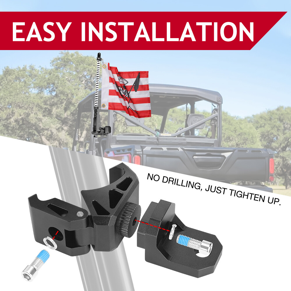 For CFMOTO UFORCE 600 1000 UTV Whip Light Mount Clamp Bracket Pro-fit Cage 1PC