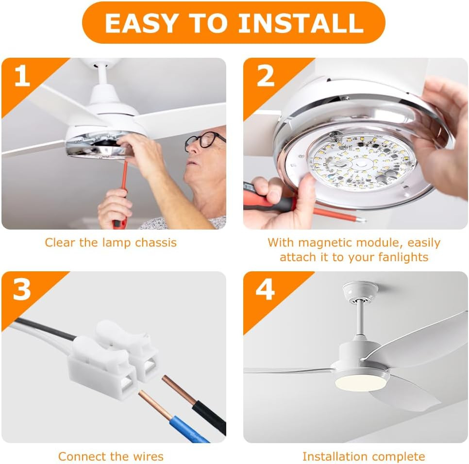 4 Inch Ceiling Fan LED Light Replacement 18W 6000K Retrofit Kit