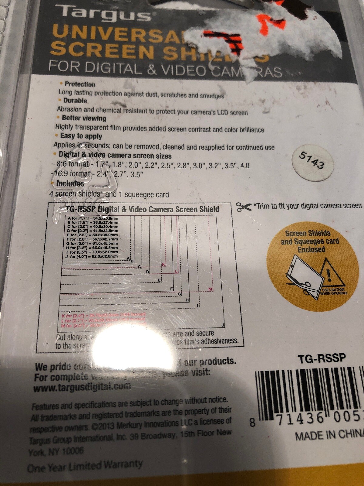 Universal Screen Shield Protector for Digital & Video Cameras By Targus