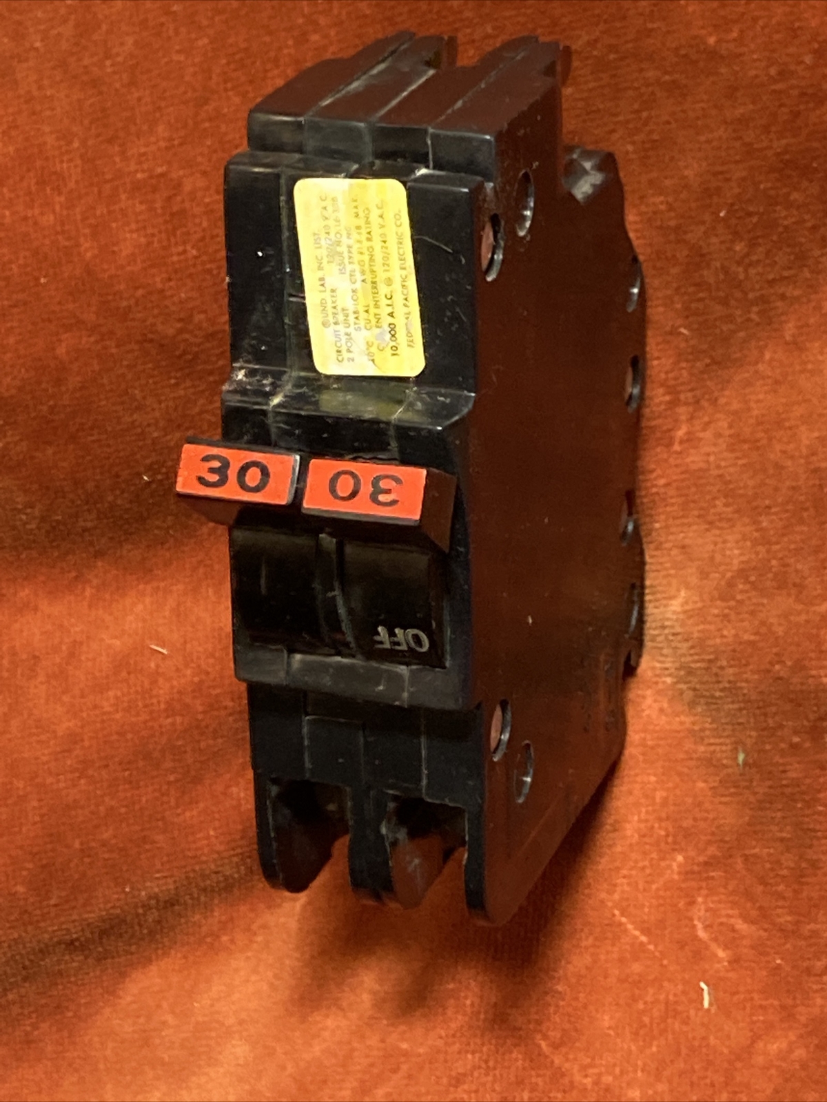 FPE Federal Pacific 30 Amp 2 Pole NC230 Stab-Lok Breaker Mini THIN NC red handle