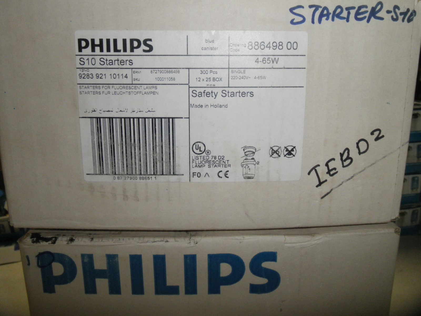 Box of 25 S10 Safety Starter Philips fits Fluorescent Tubes TL Fluorescent La...