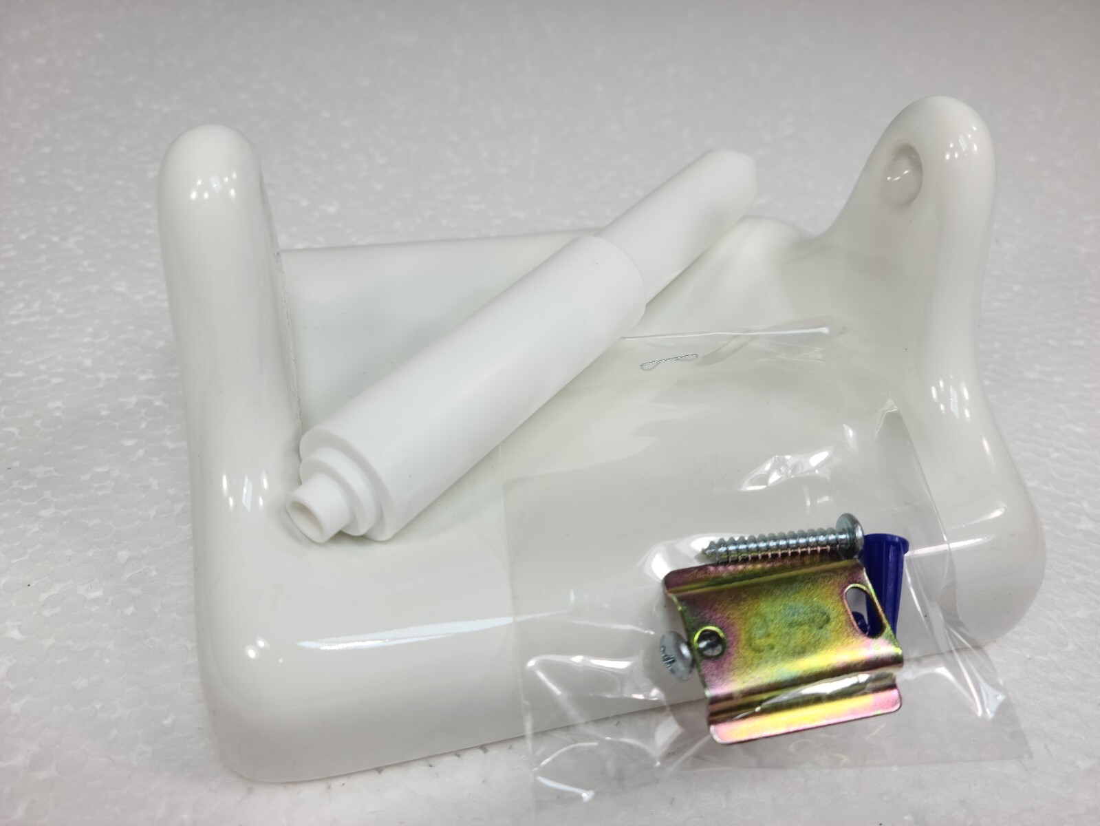 Vintage White Ceramic TP Toilet Paper Holder Screw in Drywall Mid Century Modern