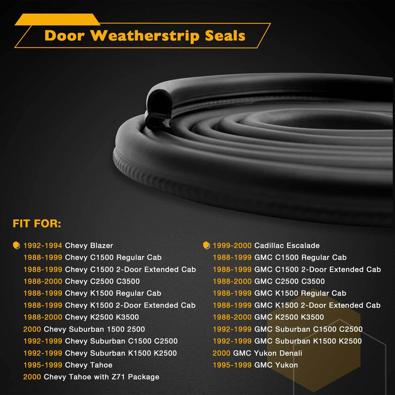2X Rubber Door Weatherstrip Seals Set For Chevy GMC Suburban C/K 1500 2500 3500