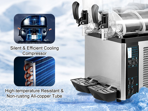 Ginkman Commercial 2 Tanks 24L Frozen Drink Slushy Making Machine Smoothie Maker